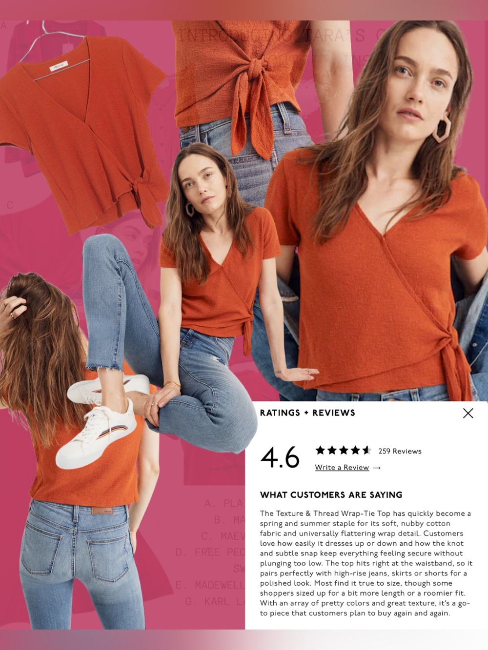 Madewell Texture & Thread Wrap-Tie Top